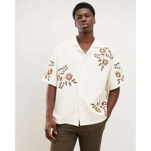 River Island Mens White Regular Fit Floral Textured Shirt