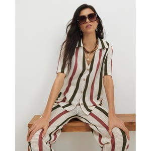 River Island Womens Cream Crochet Stripe Shirt