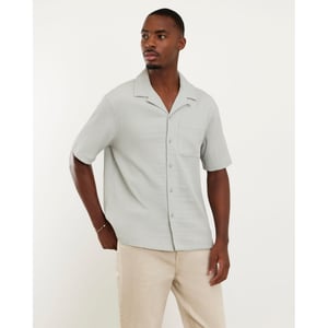 River Island Mens Grey Regular Fit Textured Short Sleeve Shirt