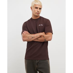 River Island Mens T-shirt Brown Slim Fit Slinky Ame Saint