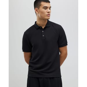 River Island Mens Polo Shirt Black Slim Fit Textured