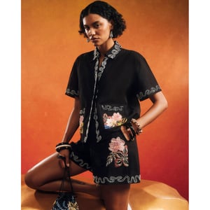 River Island Womens Black Beaded Floral Shorts