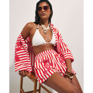 River Island Womens Red Stripe Beaded Shorts