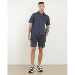 River Island Mens Grey Premium Regular Fit Nylon Pocket Shorts