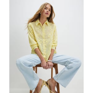 River Island Womens Yellow 3d Floral Embellished Shirt