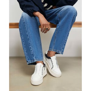 River Island Womens Trainers White Scallop Trim Slip On