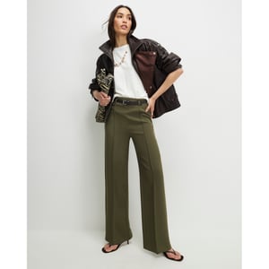 River Island Womens Straight Leg Trousers Khaki Belted