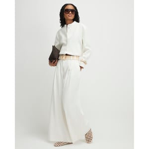 River Island Womens Wide Leg Trousers White Belted