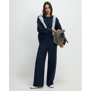 River Island Womens Joggers Navy Premium Twill Wide Leg