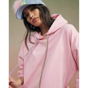 River Island Womens Hoodie Pink Year Zero Embellished Cord