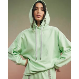 River Island Womens Hoodie Green Year Zero Embellished Cord