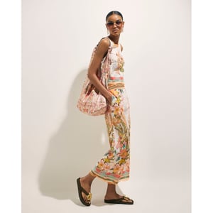 River Island Womens Trousers Cream Floral Cutwork Cropped