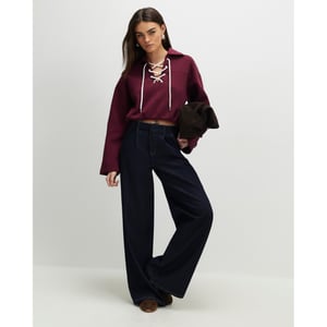 River Island Womens Sweatshirt Red Lace Up