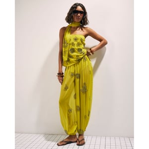 River Island Womens Trousers Yellow Embellished Balloon