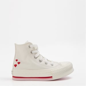 Girls Converse Taylor All Star Lift Valentines Day Platform Trainers Childrens in Vintage Wht 103