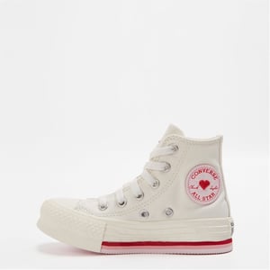 Girls Converse Taylor All Star Lift Valentines Day Platform Trainers Childrens in Vintage Wht 103