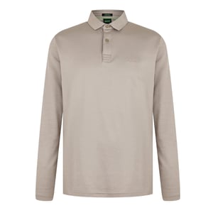 Boss Heren Pirol Logo Lange Mouwen Polo Shirt (Taupe)