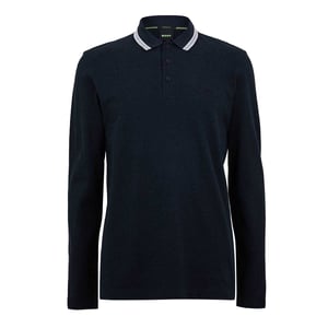 Boss Heren Plisy poloshirt met lange mouwen (Marine)