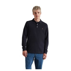 Farah Herenpolo met lange mouwen en katoenmix (Echte marine)