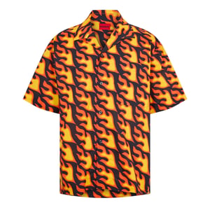Hugo Mens Fire Oxford Overhemd met Kraag (Zwart/Geel)