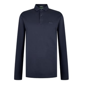 Boss Mannen Pirol Logo Lange Mouwen Polo Shirt (Donkerblauw)