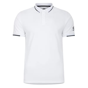 Umbro Polotröja med ribbad mudd för herrar (Vit)