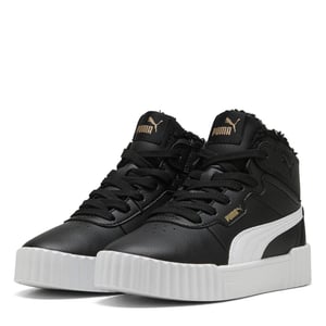 Boys Puma Kids Carina 3.0 Mid High Top Trainers in Black-White