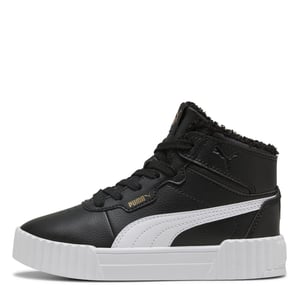Boys Puma Kids Carina 3.0 Mid High Top Trainers in Black-White