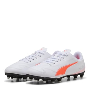 Boys Puma Firm Ground Football Boots in White-Glw Red