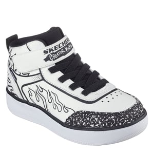 Boys Skechers Top Gore And Strap Sneaker Low Top Trainers Unisex Kids in White/Black