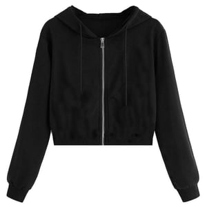 Miso Relaxed Fit Crop Hoodie för dam och dam (Svart)