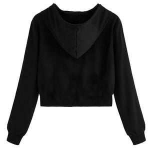 Miso Relaxed Fit Crop Hoodie för dam och dam (Svart)