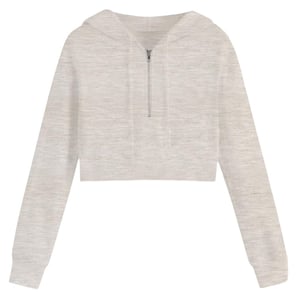 Miso Enfärgad kort hoodie för kvinnor/damer (Havregrynsgröt)