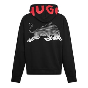 Hugo Hoodie met verlaagde schouders en trekkoord voor heren (Zwart)