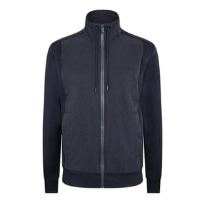 Boss Heren-sweatshirt van Shepherd met geweven stof en doorlopende ritssluiting (Donkerblauw)