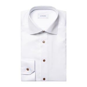 Eton Signature twill brown ribbon shirt lange mouw overhemden 100010749