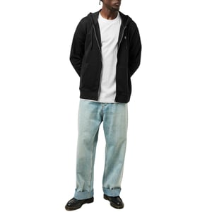 Original Penguin Herrar Bomull Långärmad Full Zip Hoodie (Äkta Svart)