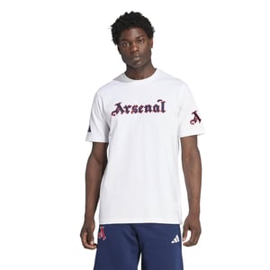 Men's adidas Arsenal Logo Print Crew Neck Short Sleeve T-Shirt in White