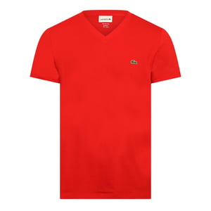 Men's Lacoste V Neck T Shirt in Red