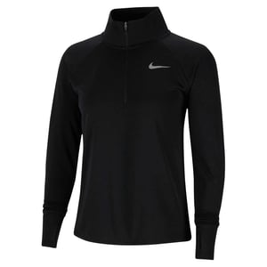Nike Långärmad löpartröja för kvinnor med Swoosh-logotyp (Svart)
