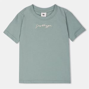 Boys Hype Regular Fit Lettering Crew Neck T-Shirt in Moss