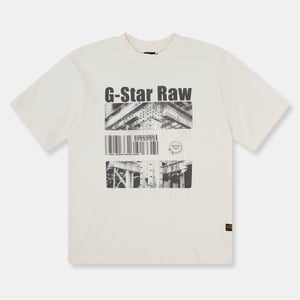 Boys G Star Oversize Fit Lettering Crew Neck Short Sleeve T-Shirt in Dk White