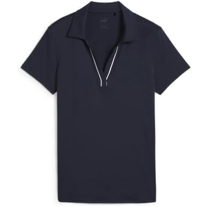 Women's Puma Cloudspun Piped Short Sleeve Performance Polo Shirt in Deep Navy