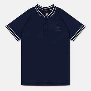 Boys Hummel Samuel Regular Fit Raglan Sleeve Polo Shirt in Black Iris