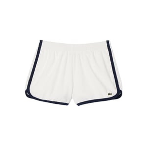Lacoste Dames Terrycloth Shorts met Contrasterende Rand (Crème/Zwart)