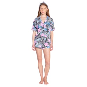 PJ Salvage Pyjamaset med kortbyxor och palmtryck för kvinnor/damer (Flerfärgad)