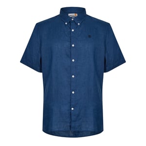 Timberland Herenoverhemd van Mill Brook, van linnen, met kraag en knoopsluiting (Donkere Denim)