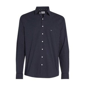 Calvin Klein Heren Microprint Poplin Slim Fit Langarmshirt (Blauw)