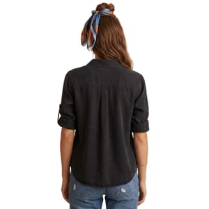 Bella Dahl Dames-shirt met split aan de achterkant, relaxte pasvorm en 3/4-mouwen (Vintage Zwart)