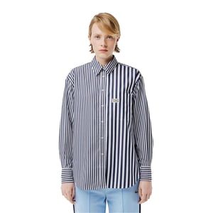 Lacoste Dames-katoenen overhemd met strepen van Bandier (Marine)